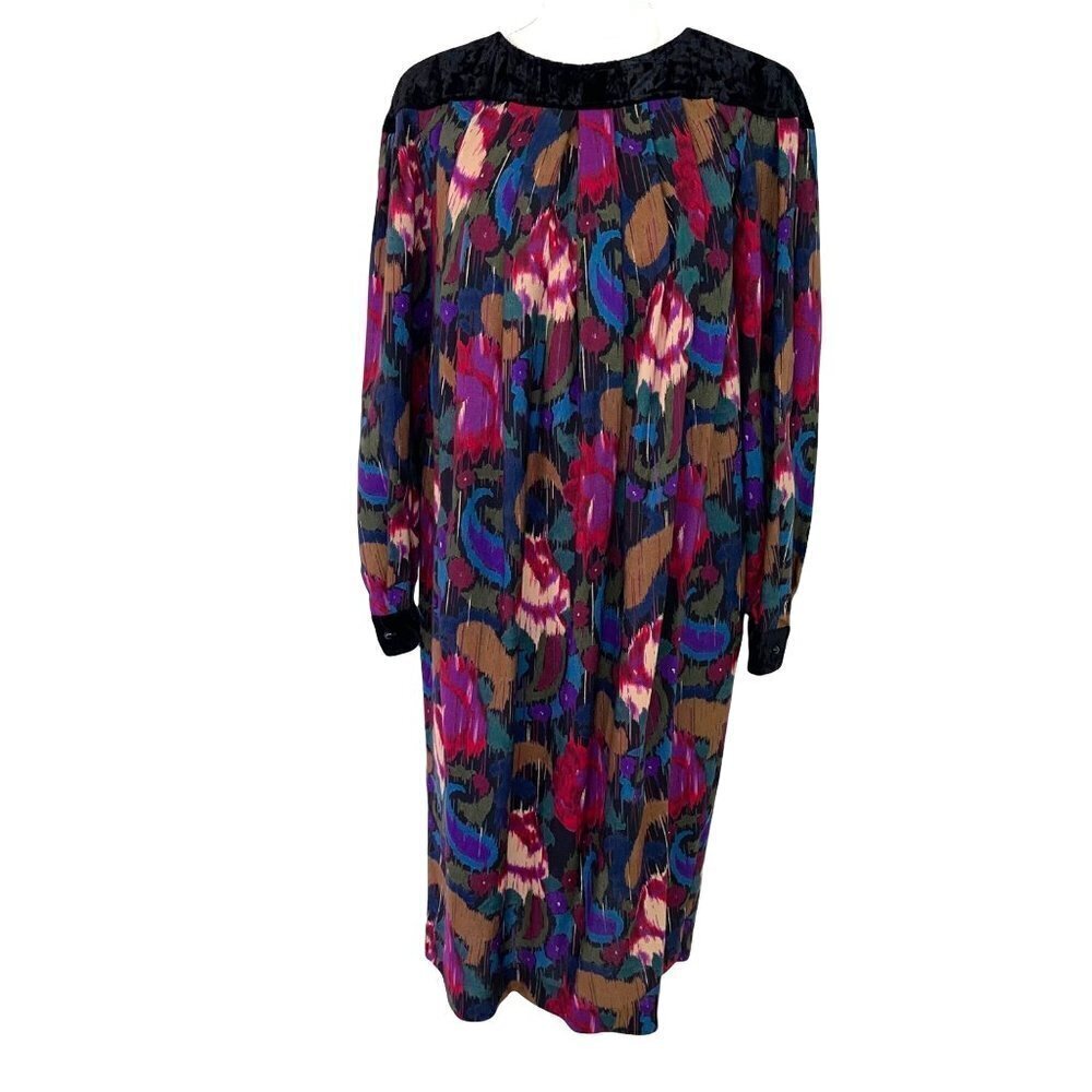 Emanuel Ungaro Solo Donna Dress Womens Size 8 Vintage Wool Velvet Rayon Black